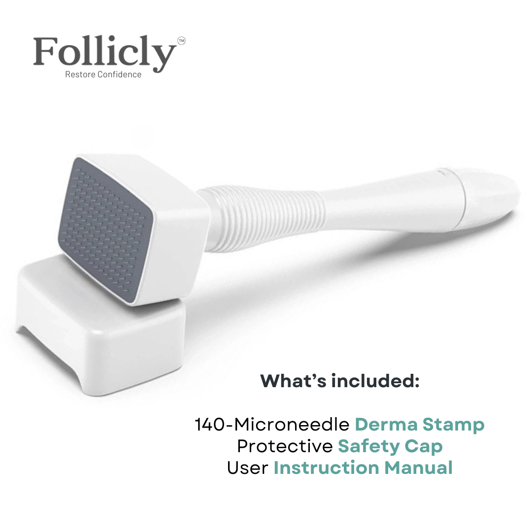 Follicly™ Derma Stamp - 140 Adjustable Titanium Microneedles