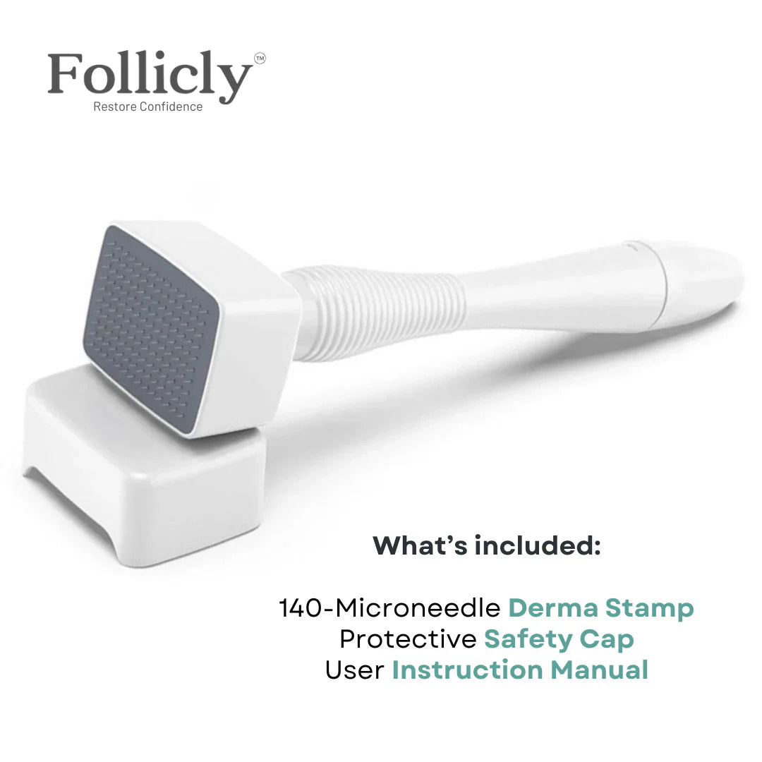 Follicly™ Derma Stamp 3-Pack - 140 Adjustable Titanium Microneedles (Value Bundle)