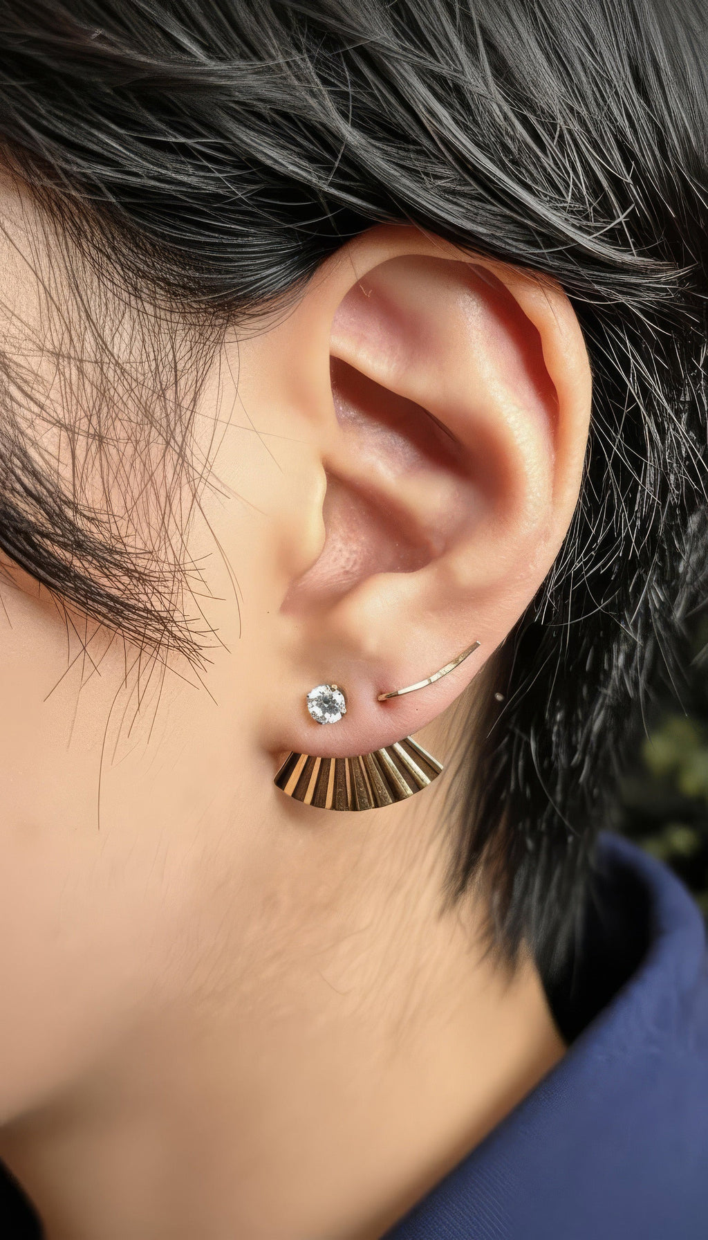 Hand hammered climber earrings