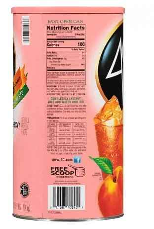 4C Iced Tea Mix, Peach Flavor - 82.6 oz