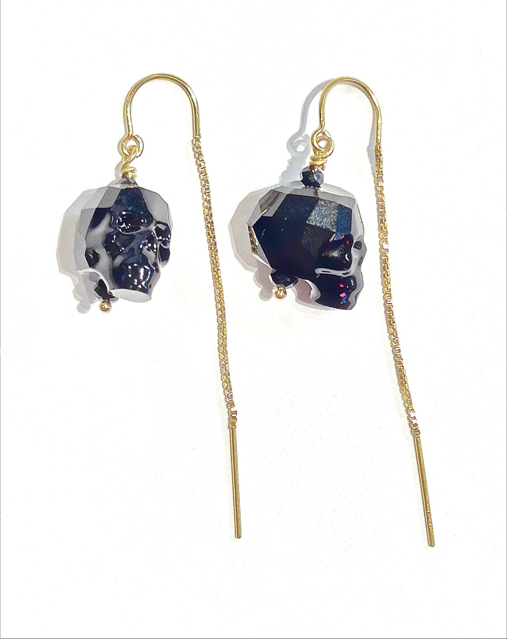 Swarovski crystal skull threader earrings