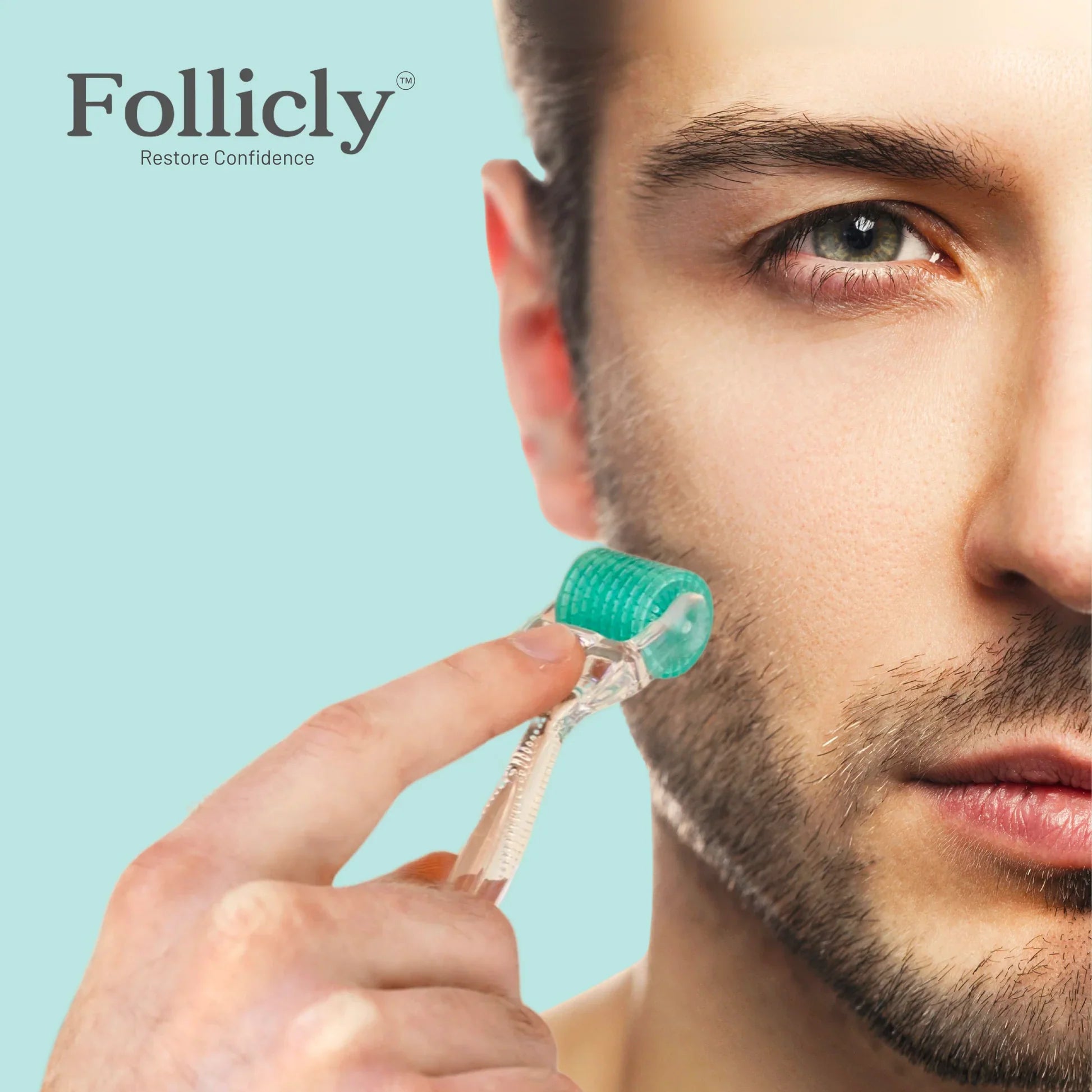 Follicly™ Derma Roller 3-Pack – 192 Authentic Titanium Microneedles (Value Bundle)