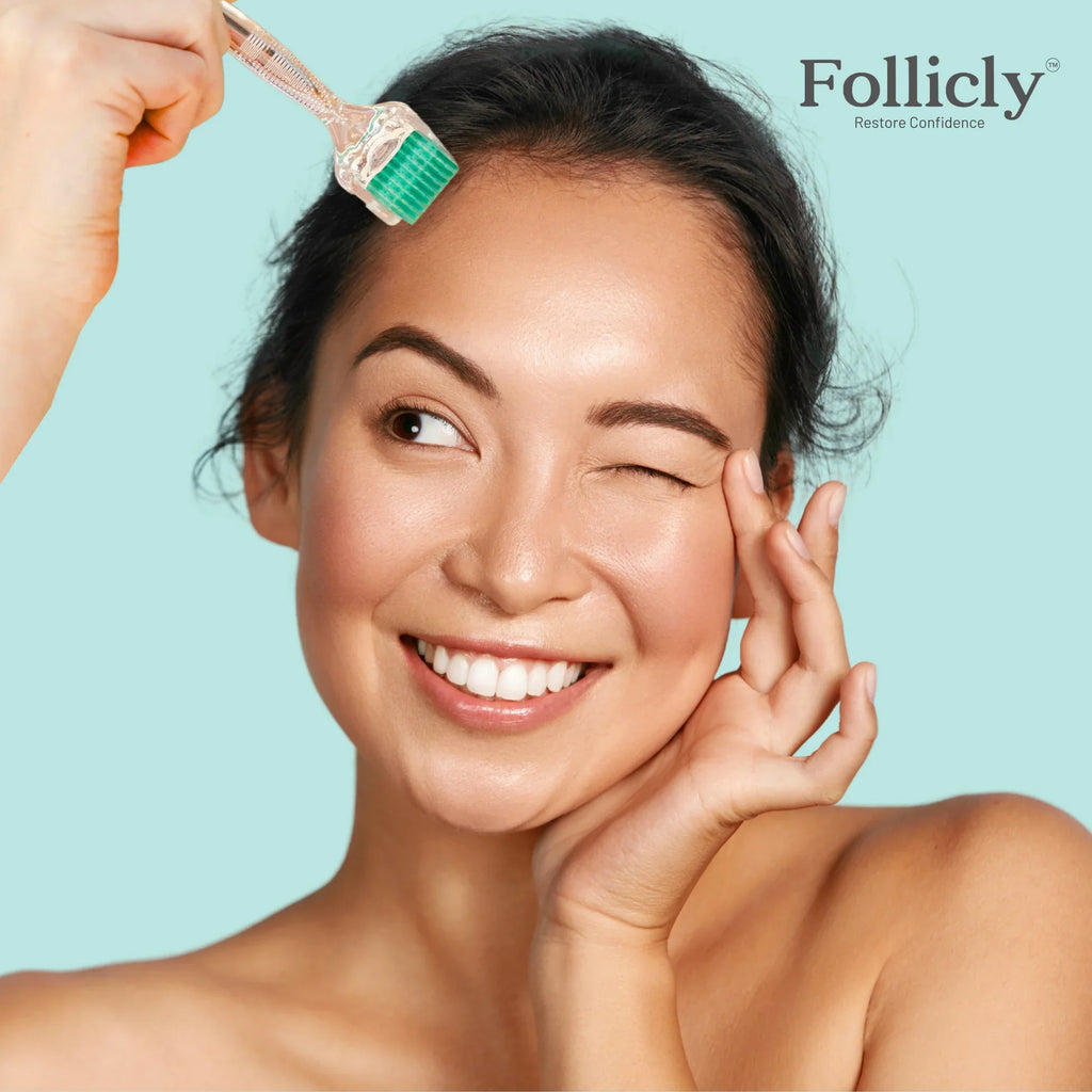 Follicly™ Derma Roller 3-Pack – 192 Authentic Titanium Microneedles (Value Bundle)