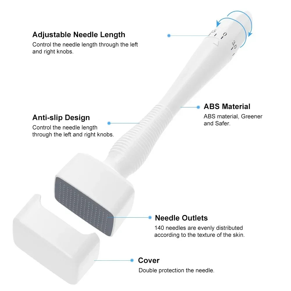 Follicly™ Derma Stamp - 140 Adjustable Titanium Microneedles