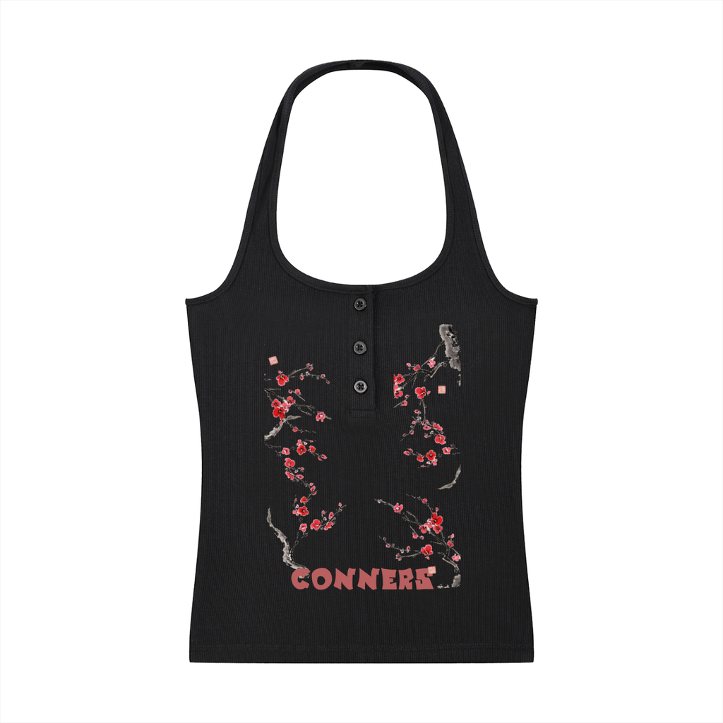 Women's Ribbed Henley Tank Top