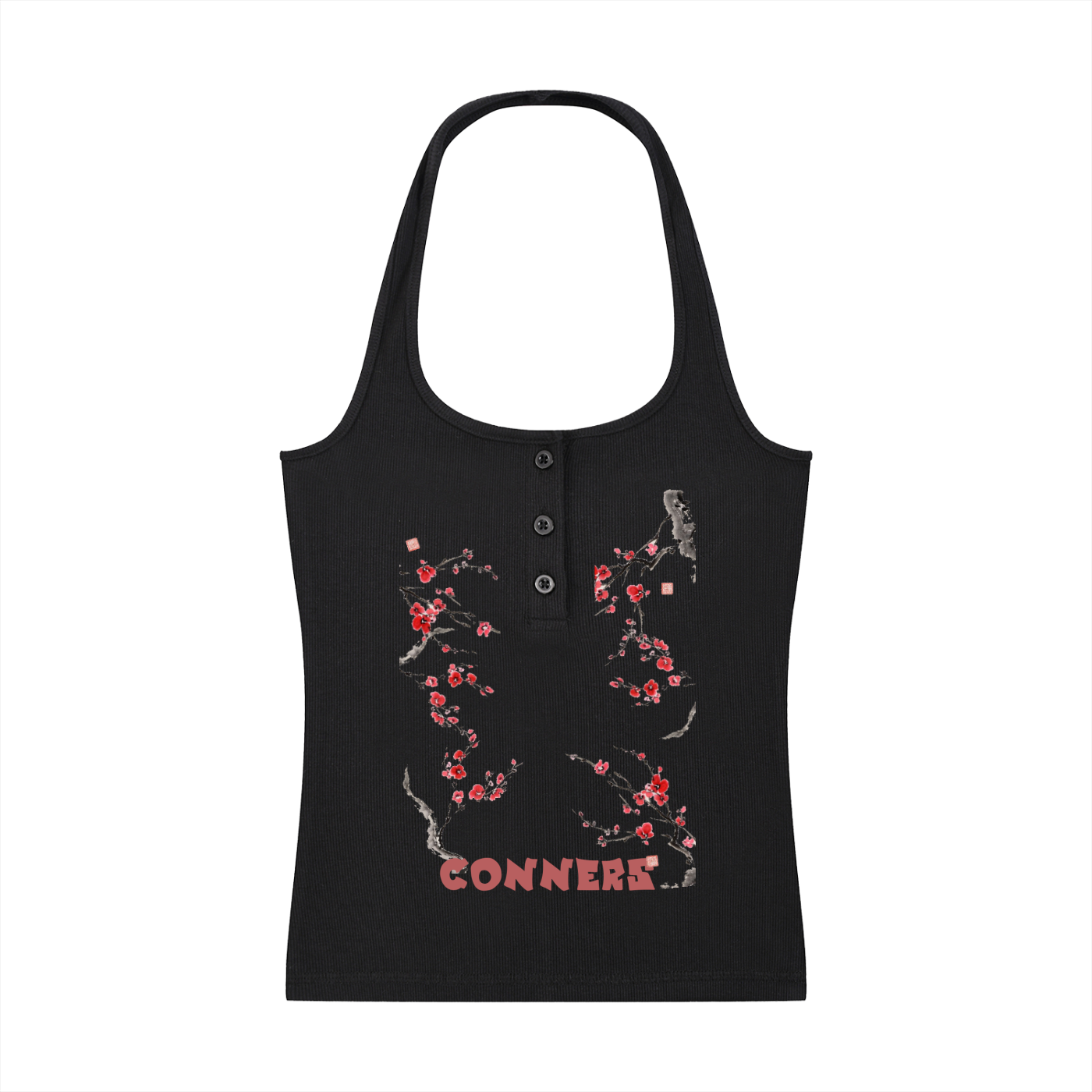 Women's Ribbed Henley Tank Top