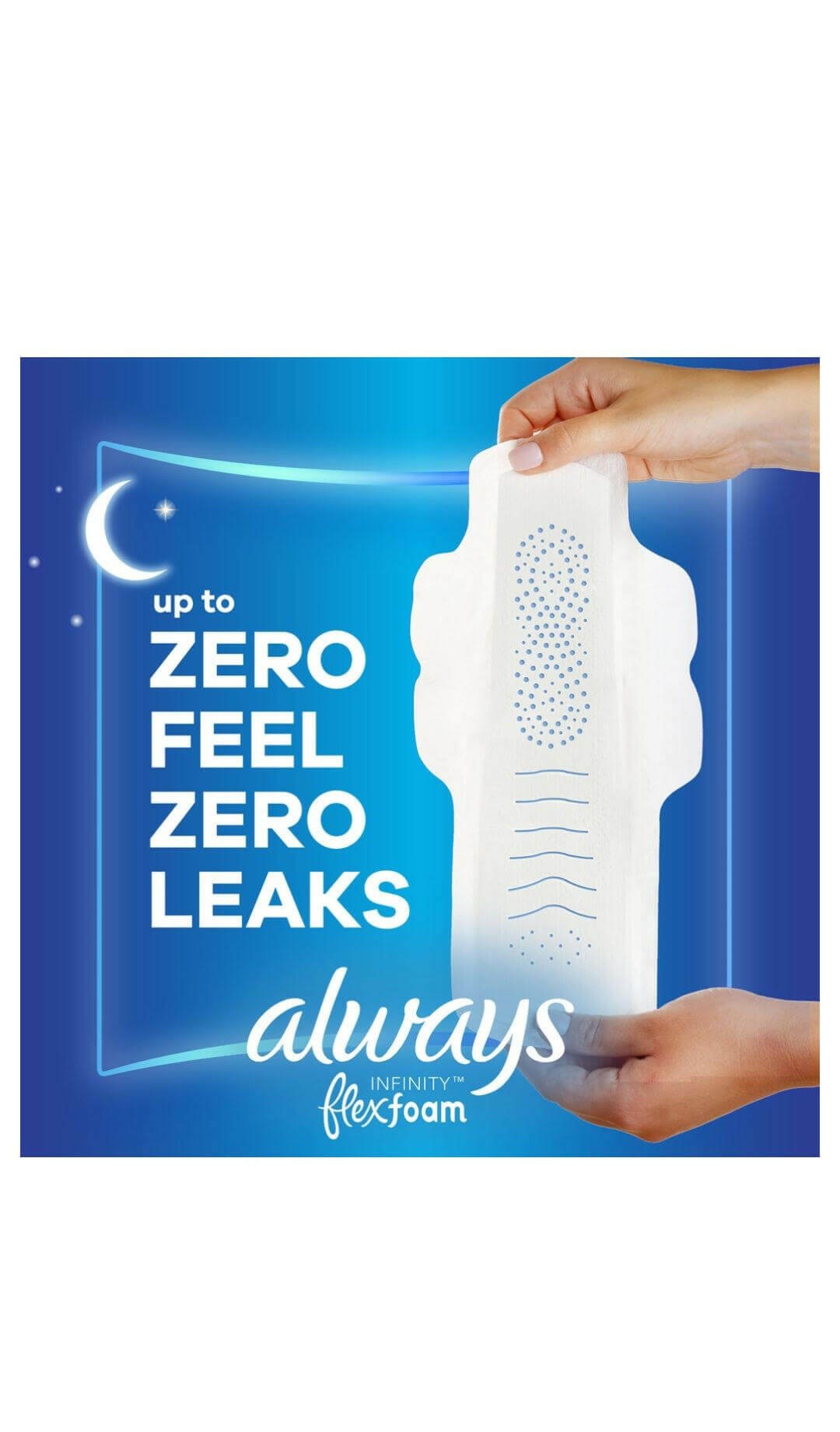 Always Infinity FlexFoam Overnight Pads with Wings, Unscented, Size 4, 64 ct.