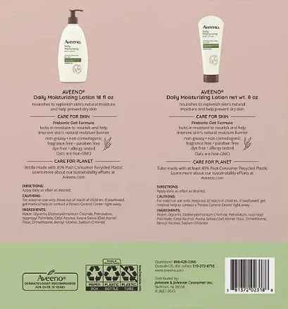 Aveeno Daily Moisturizing Body Lotion Set includes two 18 fl. oz.