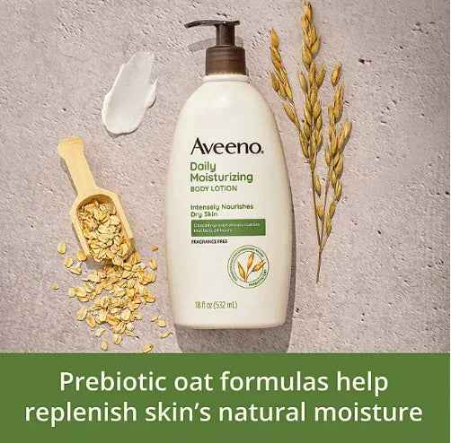 Aveeno Daily Moisturizing Body Lotion Set includes two 18 fl. oz.