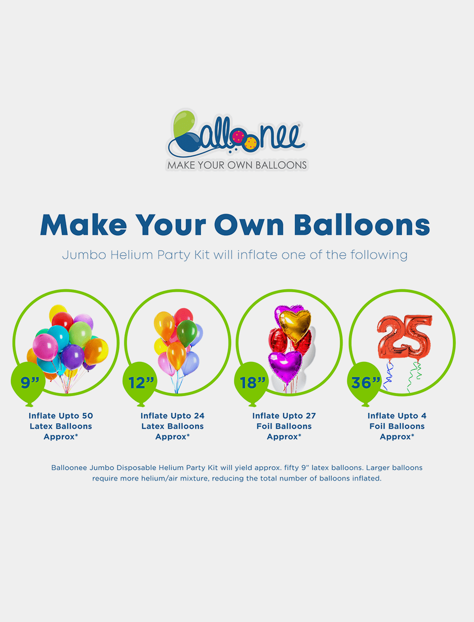Balloonee Jumbo Disposable Helium Party Kit