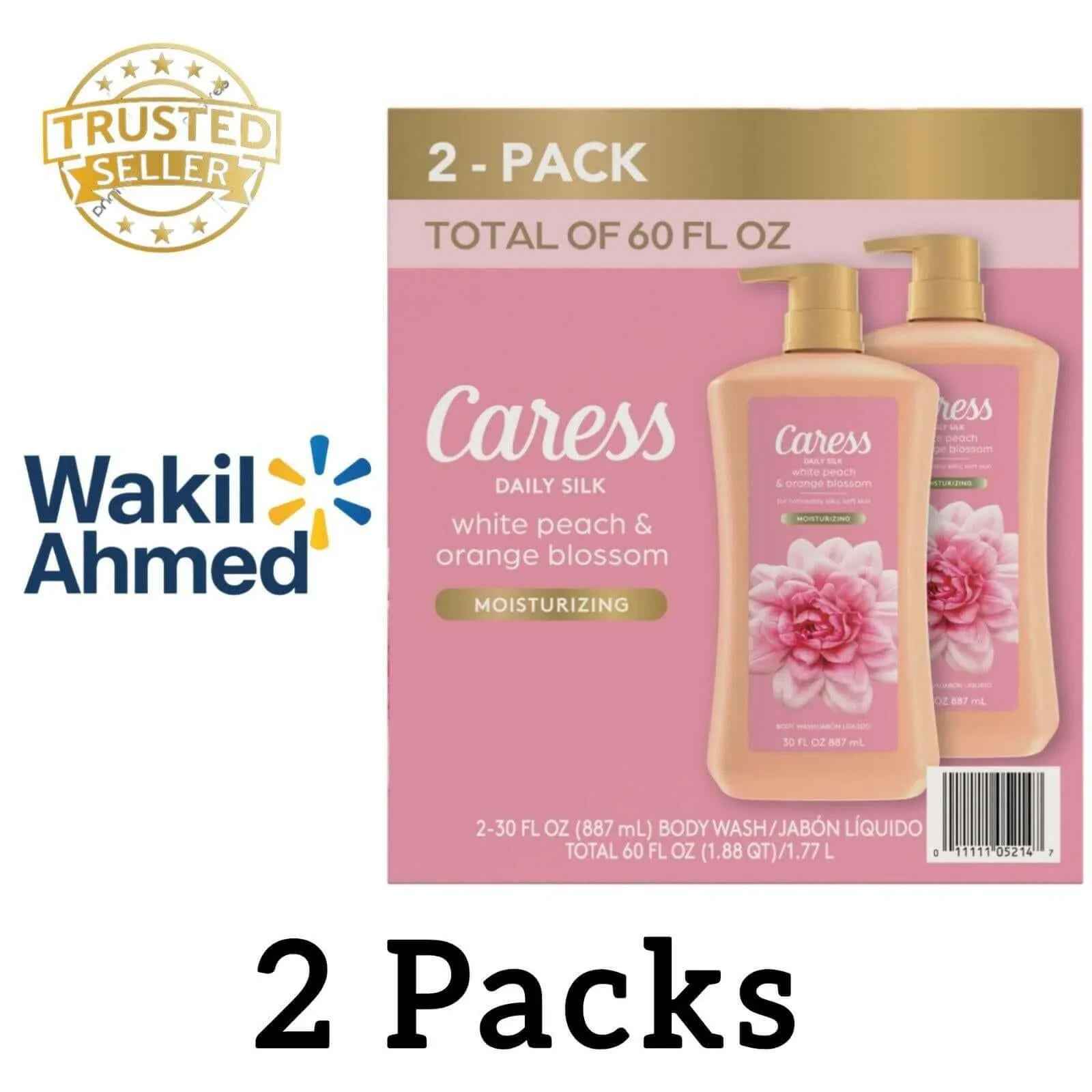Caress White Peach Body Wash 2 Pack 30oz Each Daily Silk  2-Pack