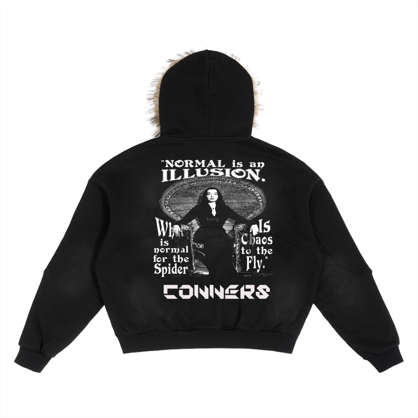 Sun Fade Boxy Detachable Fur Hoodie