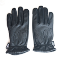 Embossed Black Cowhide Flame Gloves