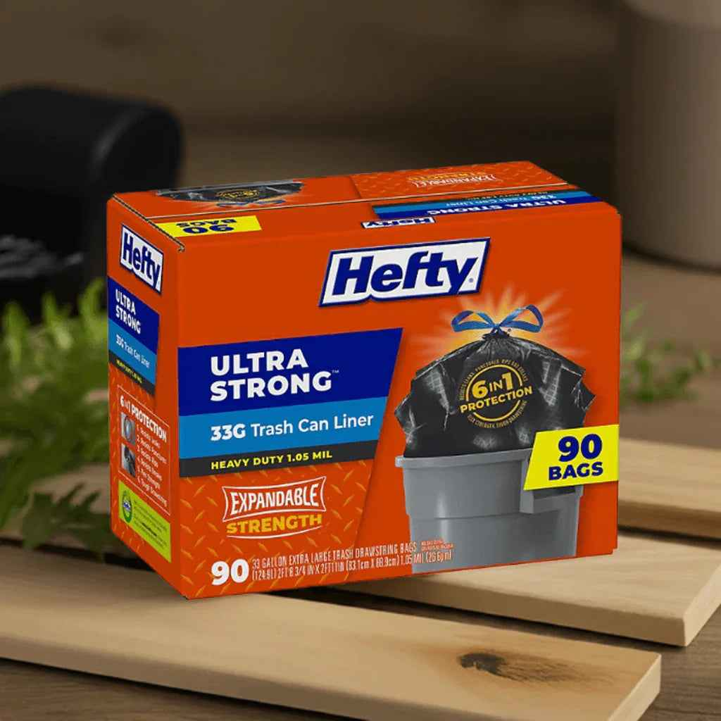 Hefty Ultra Strong Drawstring Trash Bags, Unscented 33 gal., 90 ct.