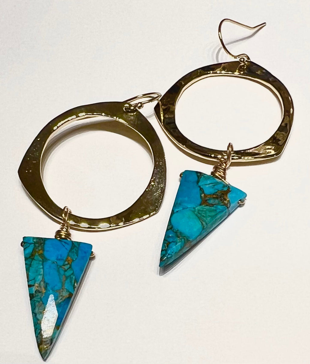 Turquoise Triangle Hoop earrings