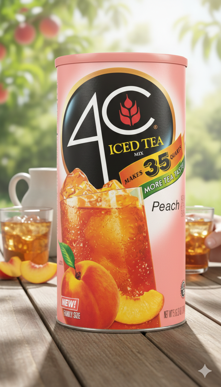 4C Iced Tea Mix, Peach Flavor - 82.6 oz